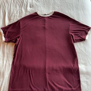 Women's Boyfriend Burgundy Short-Sleeve Ringer Pajama Tee
